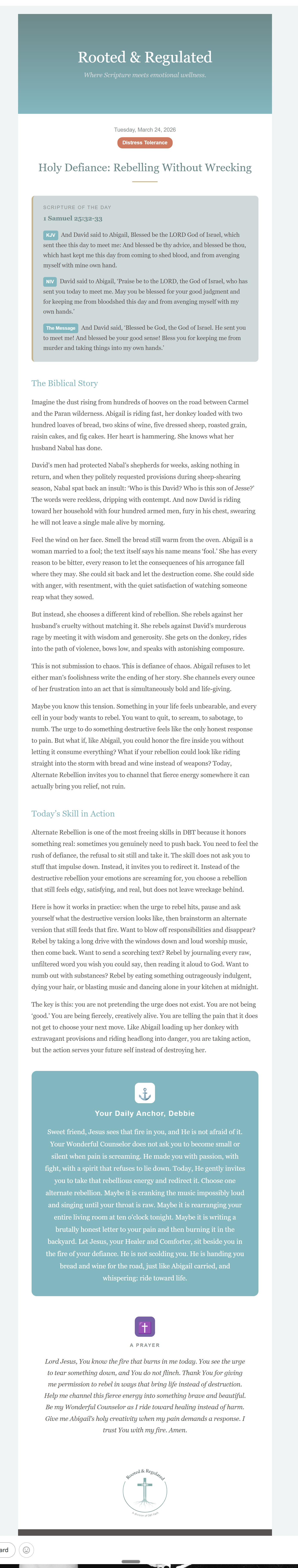 Sample Rooted and Regulated email